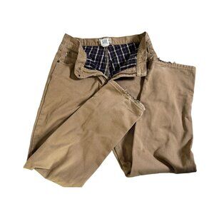 L.L. Bean Mens Classic Fit Blanket Flannel Lined Pants Size 31x30 Tan Canvas